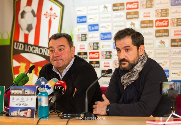 Juan José Guerreros y Carlos Pouso, en rueda de prensa (fuente UD Logroñés)