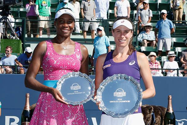 Johanna Konta and Venus Williams after the final last year (Getty/Lachlan Cunnigham)