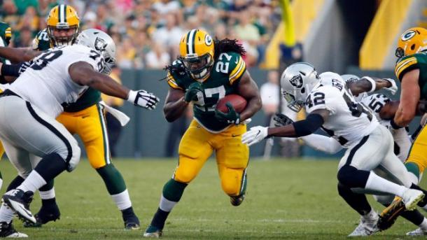 Eddie Lacy during the 2016 preseason against the Oakland Raiders | Source: Mike Roemer - AP Photo