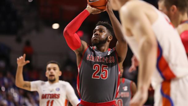 Laster was the only threat Gardner-Webb had, finishing with a double-double/Photo: Courtney Culbreath/GWUPhotos.com