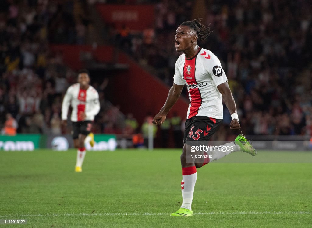 Romeo Lavia celebrates his debut goal against Chelsea in August (Photo by Visionhaus/Getty Images)