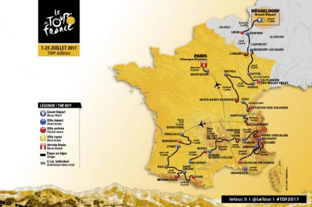 Mapa del Tour de Francia 2017 | Foto: Tour de Francia
