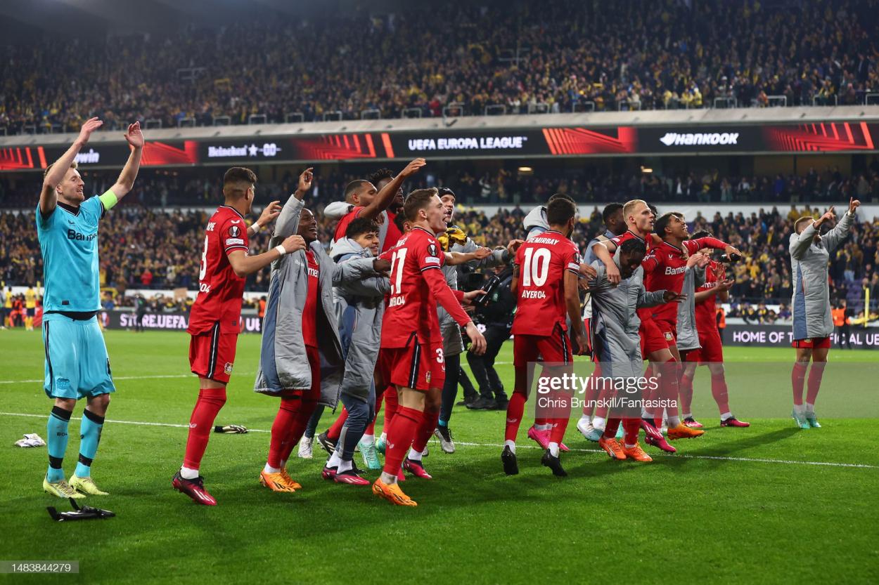 Leverkusen progressed to the Europa League semi-finals on Thursday after winning 4-1 in Belgium against Union Saint-Gilloise PHOTO CREDIT: Chris Brunskill/Fantasista