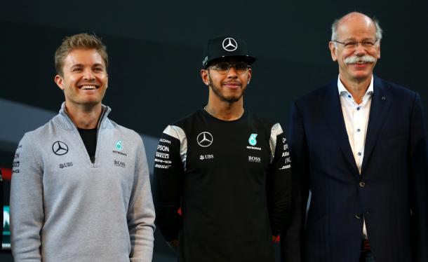 Lewis Hamilton y Nico Rosberg en la presentación de Mercedes | Getty Images