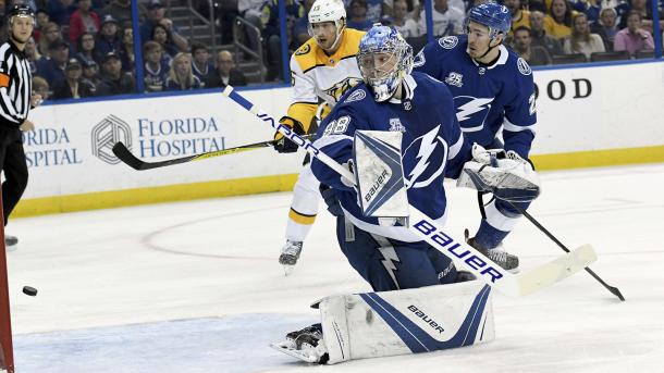 In what could be a preview of the Stanley Cup Finals, the Nashville Predators stopped the Tampa Bay Lightning 4-1. on April 1, 2018. (Photo: Fox Sports)
