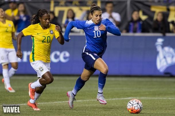 Carli Lloyd during the 2015 Victory Tour in Seattle, WA | Brandon Farris - VAVEL USA