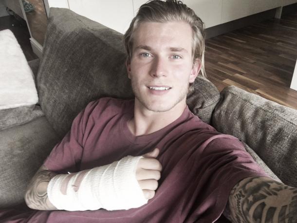Loris Karius suffered a broken hand following a collision with Dejan Lovren (image: liverpoolfc.com)