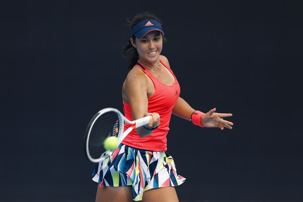 Louisa Chirico strikes a forehand in China. Photo: Lintao Zhang/Getty Images 