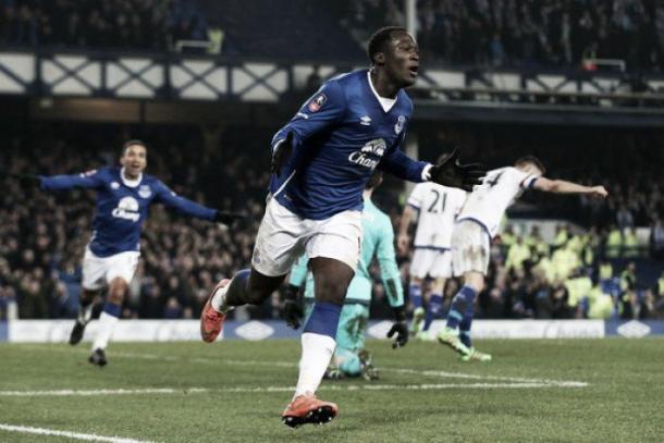 Romelu Lukaku celebrates sealing a win over Chelsea. Photo: Liverpool Echo