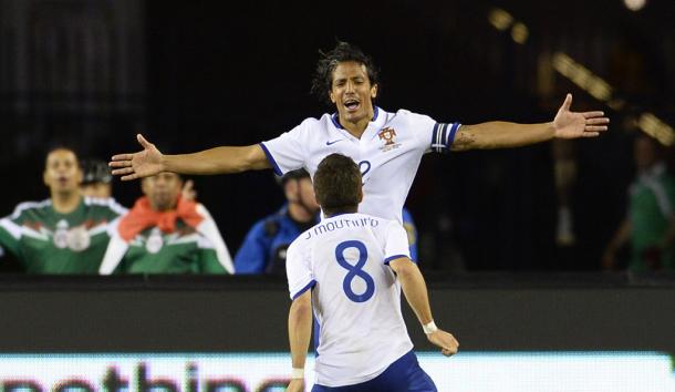 Bruno Alves anotó el gol de la victoria vs México en 2014. Foto: LUSA
