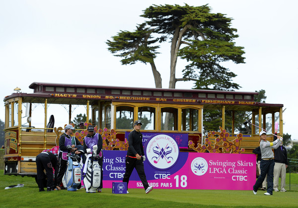 Lydia Ko on the 18th tee box of the Lake Merced Golf Club in 2015. Photo: Robert Laberge/Getty Images