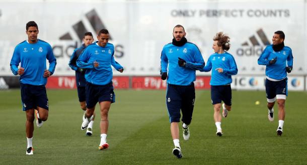 Jugadores del Madrid en un entrenamiento. | Fuente: realmadrid.com