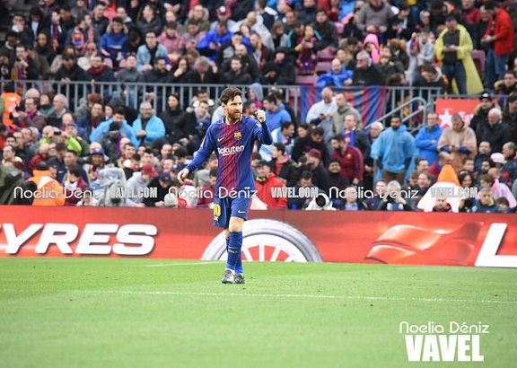 Messi celebrando el gol ante el Atlético de Madrid | Imagen: Noelia Déniz (VAVEL)