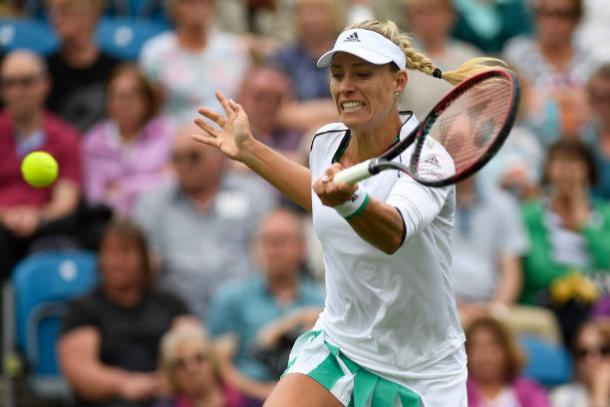 Angelique Kerber in action during her first grass court win of the season (Getty/Mike Hewitt)
