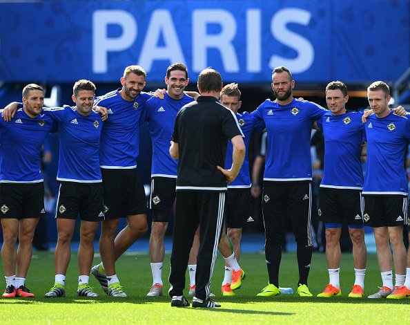 The Northern Ireland squad are in good spirits ahead of the historic clash. | Image credit: Stu Forster/Getty Images