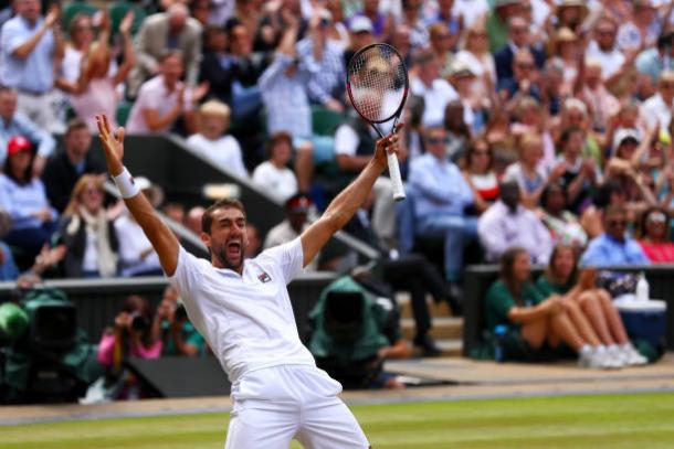 Marin Cilic celebrates his semifinal win over Sam Querrey (Getty/Michael Steele)