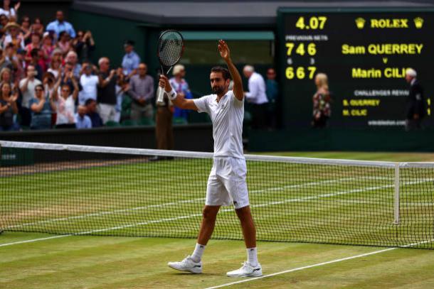 Marin Cilic celebrates after his semifinal win over Sam Querrey (Getty/Michael Steele)