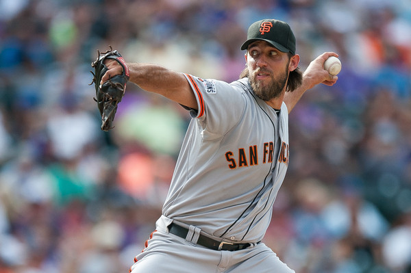 Bumgarner is considered the best hitting pitcher in baseball, meaning that the Giants have an advantage over their opponent in nearly every game the he starts. (Dustin Bradford/Getty Images)