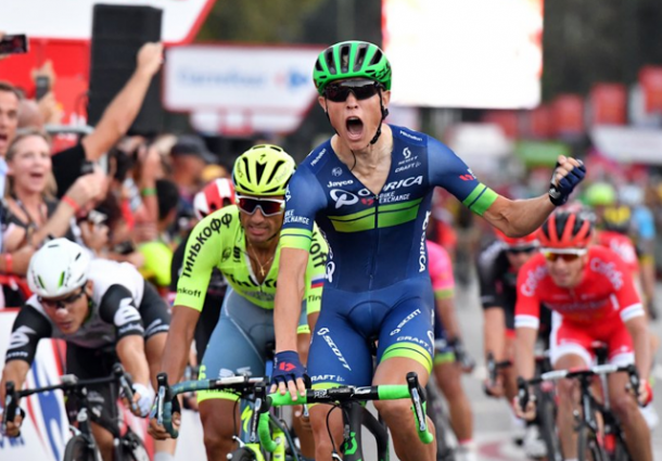Magnus Cort celebra el triunfo en la etapa 21 de la Vuelta a España 2016 | Foto: AFP