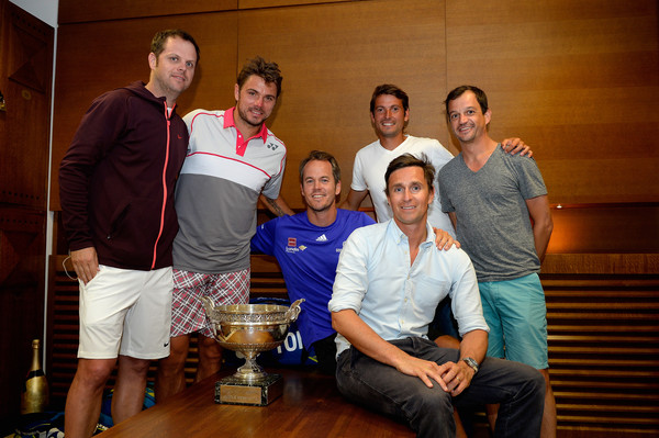 Wawrinka and his team after capturing the 2015 French Open (Pool/Getty Images Europe)