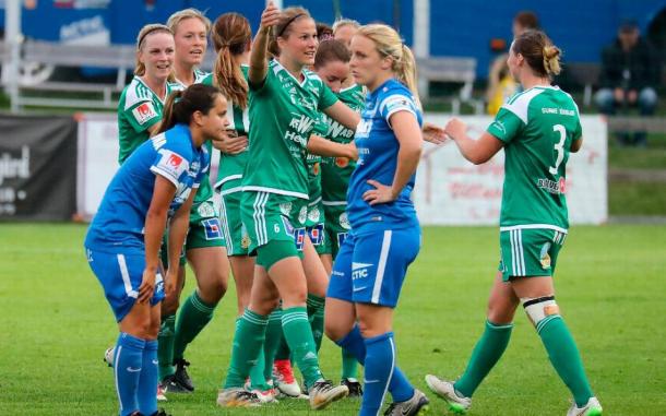 Mallbacken celebrate last week's win over Eskilstuna United. (Photo: Olle Persson)