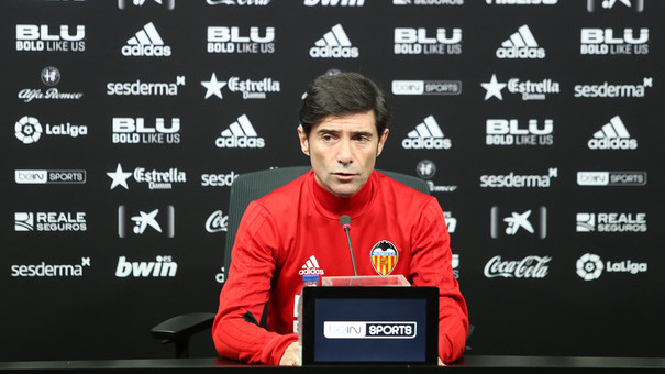 Marcelino Gª Toral durante su rueda de prensa previa a la cita frente al Athletic. Fuente: Valencia CF.
