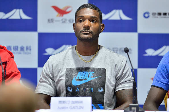 Justin Gatlin at the press conference for the Shanghai Diamond League (Getty/Marcio Machado)