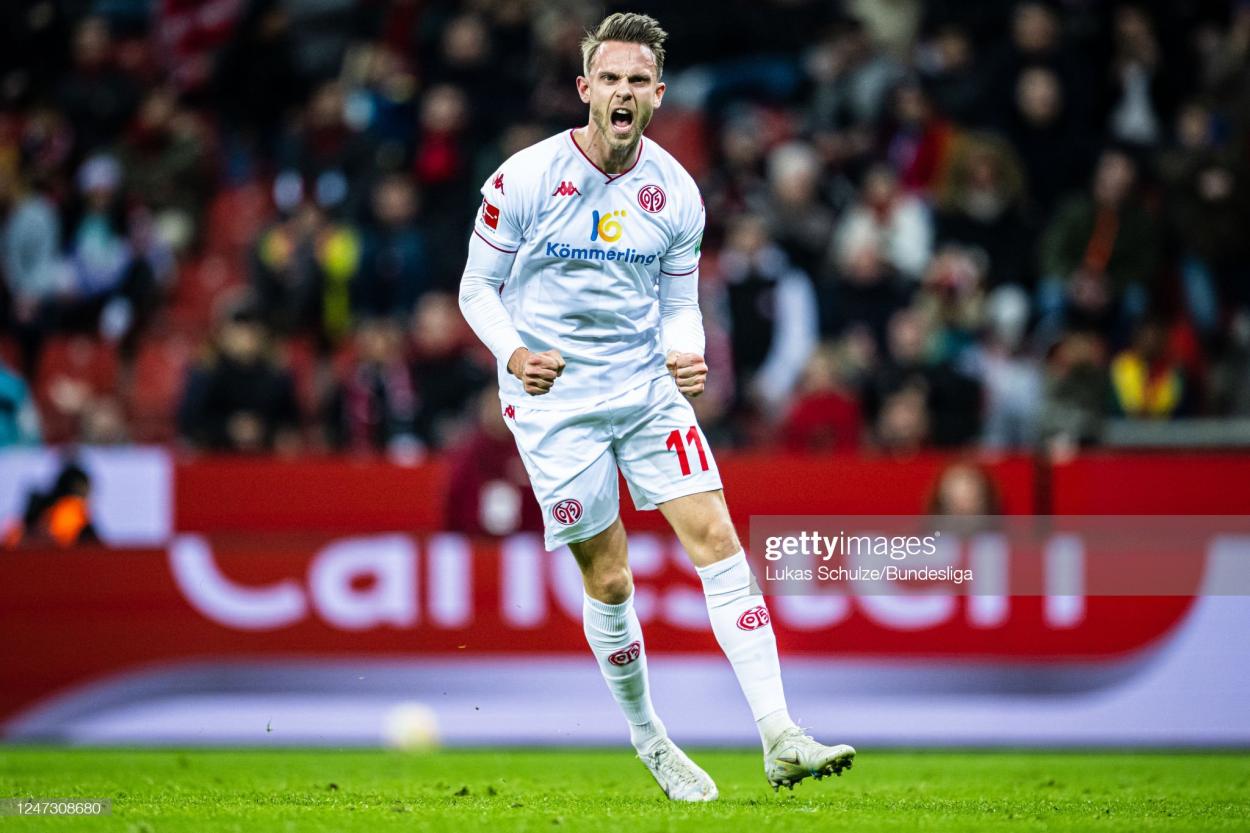 Danish forward Marcus Ingvartsen has nine goals this season for Mainz PHOTO CREDIT: Lukas Schulze/Bundesliga