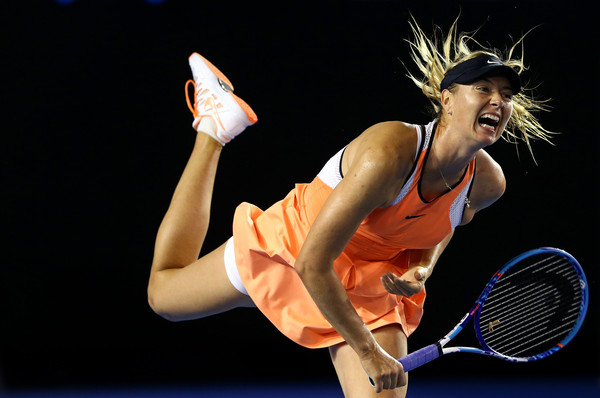 Maria Sharapova serves to Belinda Bencic in her fourth round match of the 2016 Australian Open. | Photo courtesy: Cameron Spencer/Getty Images AsiaPac