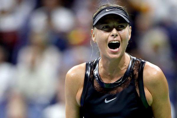 Emotion: Maria Sharapova celebrates after winning a point during her first-round match against Simona Halep at the 2017 U.S. Open. | Photo: Matthew Stockman/Getty Images