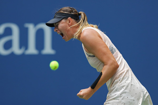 Maria Sharapova celebrates after winning a point during her fourth-round match against Anastasija Sevastova at the 2017 U.S. Open. | Photo: Richard Heathcote/Getty Images