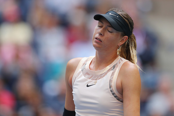 Maria Sharapova reacts after losing a point during her fourth-round match against Anastasija Sevastova at the 2017 U.S. Open. | Photo: Richard Heathcote/Getty Images