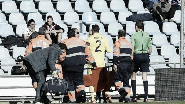 Mario se retira lesionado en el Coliseum. Imagen: www.laliga.es