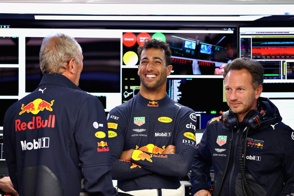 Marko, Ricciardo y Horner durante la clasificación en Hungría| Fuente: Getty Images.