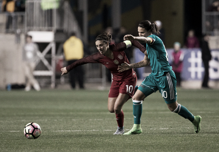 The US defeated Germany at the 2017 SheBelieves Cup (Source: Mitchell Leff - Getty)