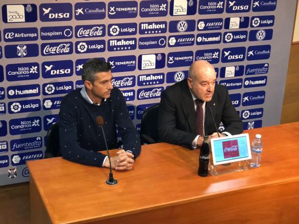 Martí y Miguel Concepción durante la rueda de prensa. Foto:CD Tenerife