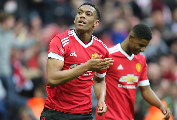 Martial celebrates his late winner against Everton at Wembley | Photo: Tom Purslow/Manchester United