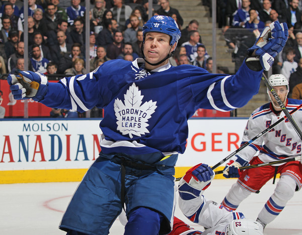 Matt Martin has not played in a few weeks, leaving the Leafs without an enforcer. Photo: Claus Andersen/Getty Images