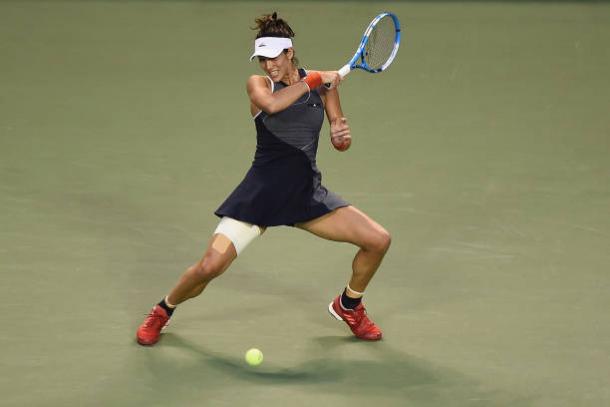 Muguruza in action during her first match at the top of the rankings (Getty/Matt Roberts)