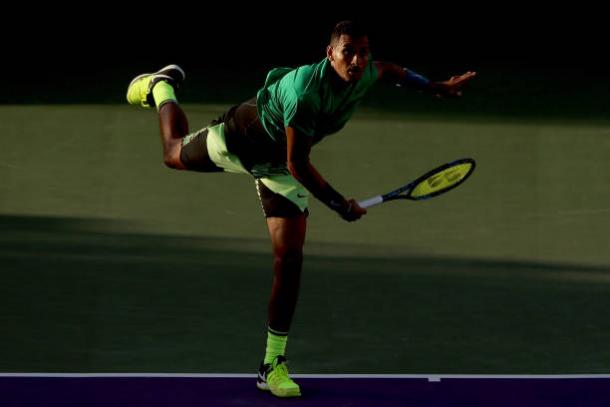 Nick Kyrgios, in action in Miami, will look to serve well in this encounter (Getty/Matthew Stockman)