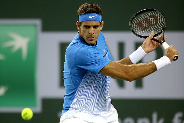 Del Potro in Indian Well first round action (Getty Images/Matthew Stockman)