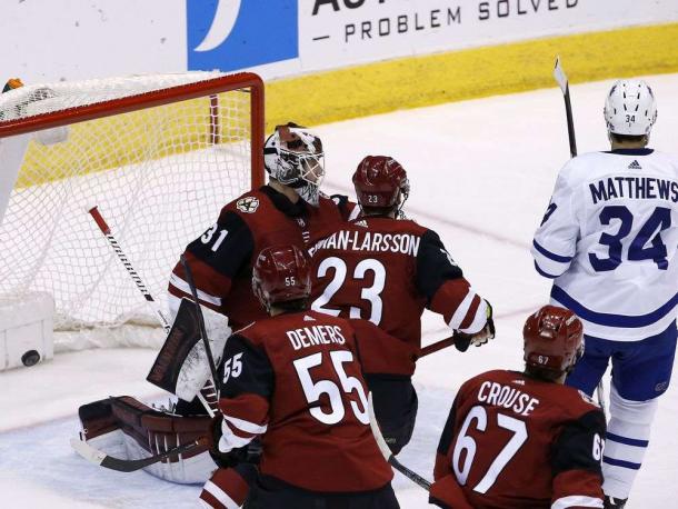 Auston Matthews' reunion to his hometown was a joyful one as he scored a goal. (Photo: Toronto Sun)