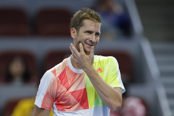 Florian Mayer reacts to losing a point during his first round loss to Raonic. Photo: Lintao Zhang/Getty Images