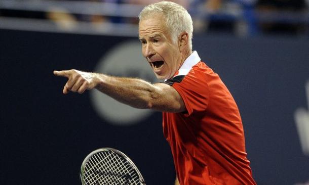 McEnroe yells during an exhibition match. Photo: Fred Beckham/AP