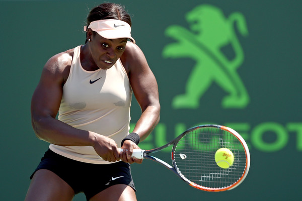 Stephens in action during the fourth round encounter on day eight of the Miami Open (Getty Images North America/Matthew Stockman)