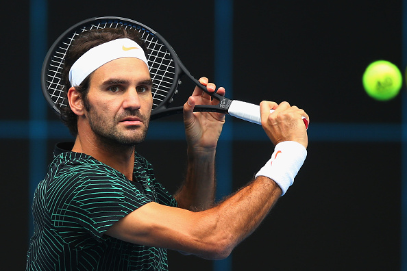 Roger Federer in action during a practice session in Melbourne ahead of next week's Australian Open (Getty/Michael Dodge)