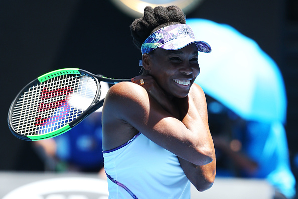 Venus Williams celebrates after her quarterfinal win over Anastasia Pavlyuchenkova (Getty/Michael Dodge)