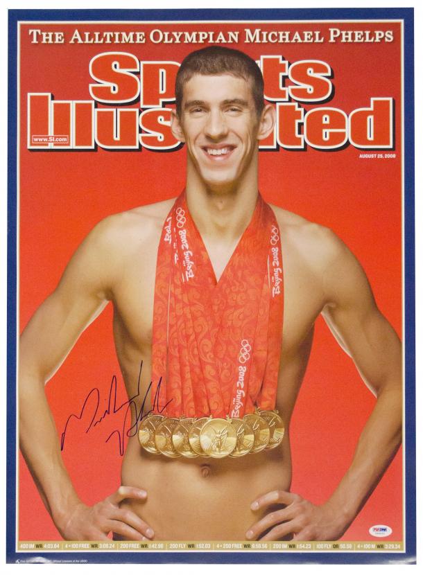 Michael Phelps luce sus ocho oros de Pekín 2008. | Foto: Sports Illustrated