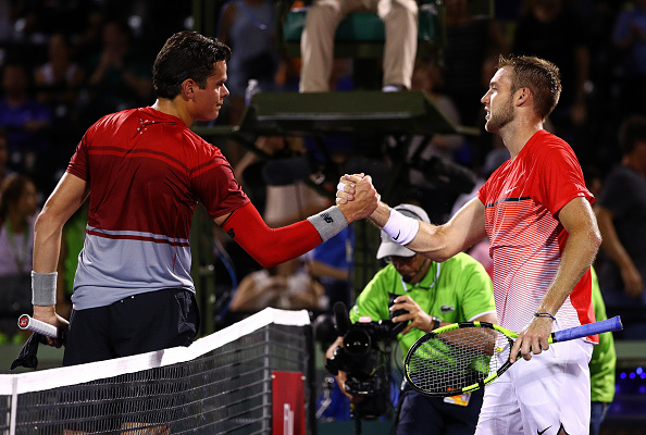 Raonic claimed his seventh consecutive victory over the American on Monday night. Credit: Mike Ehrmann/Getty Images