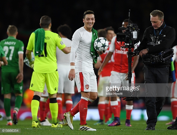 Ozil was in untouchable form, adding assist for Theo Walcott to his own three goals. Photo: Getty Images: David Hewitt